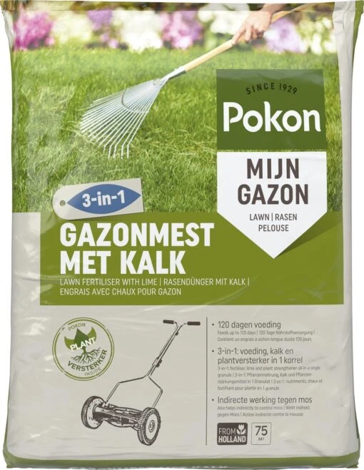 Pokon Gazonmest Met Kalk - 5kg - Mest - Geschikt Voor 75m² - 120 Dagen Voeding -Tuinwerk Verkoop