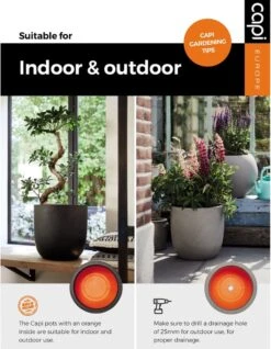 Capi Europe - Bloempot Bol Rib NL - 35x34 - Zwart - Voor Binnen En Buiten - KBLR932 -Tuinwerk Verkoop 933x1200