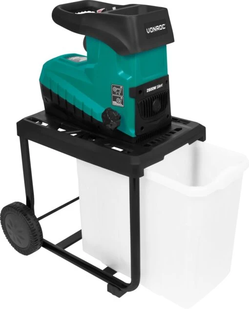 VONROC Stille Hakselaar/Shredder 2800W – Voor Takken Tot Ø45mm – Incl. 60L Opvangbak & Duwstok -Tuinwerk Verkoop