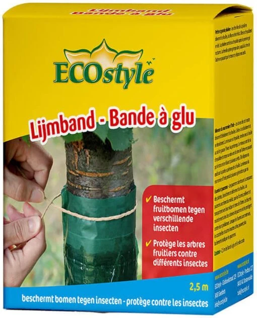 ECOstyle Lijmband Beschermt Tegen Schadelijke Insecten - Werkt Tegen Mieren, Wintervlinder, Bladluis En Meer - Weerbestendig - 2,5 M Lijmband & 6 M Touw -Tuinwerk Verkoop 970x1200 2